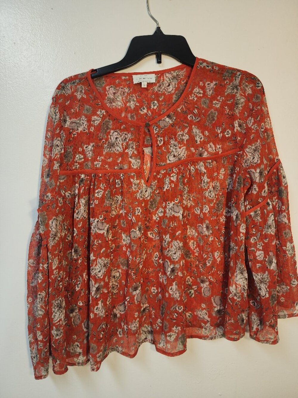 Lucky Brand polyester brick red tunic top medium concert festival